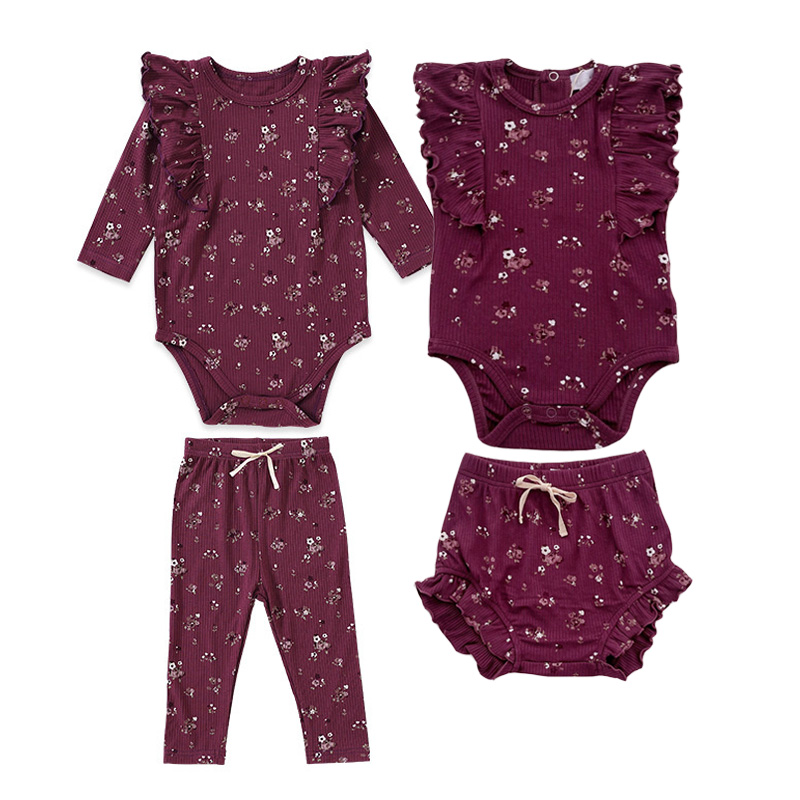 Newborn Baby Girl Romper Floral - طقم ملابس بناتي حديثي الولادة 0-24