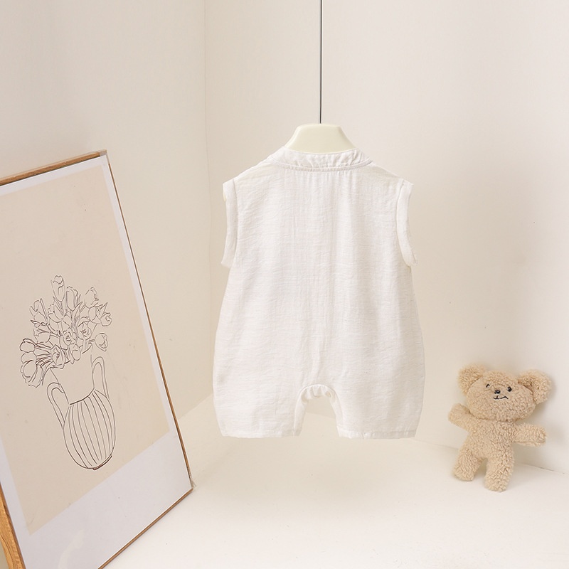 رومبير أطفال صيفي 2026 بطبعة د - مراجعة Baby Summer Linen Sleeveless Jumpsuit وسعره